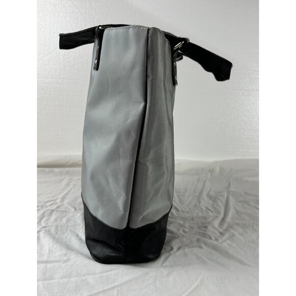 Calvin Klein Collection Nylon Tote Bag Silver with Black Trim - Picture 11 of 12